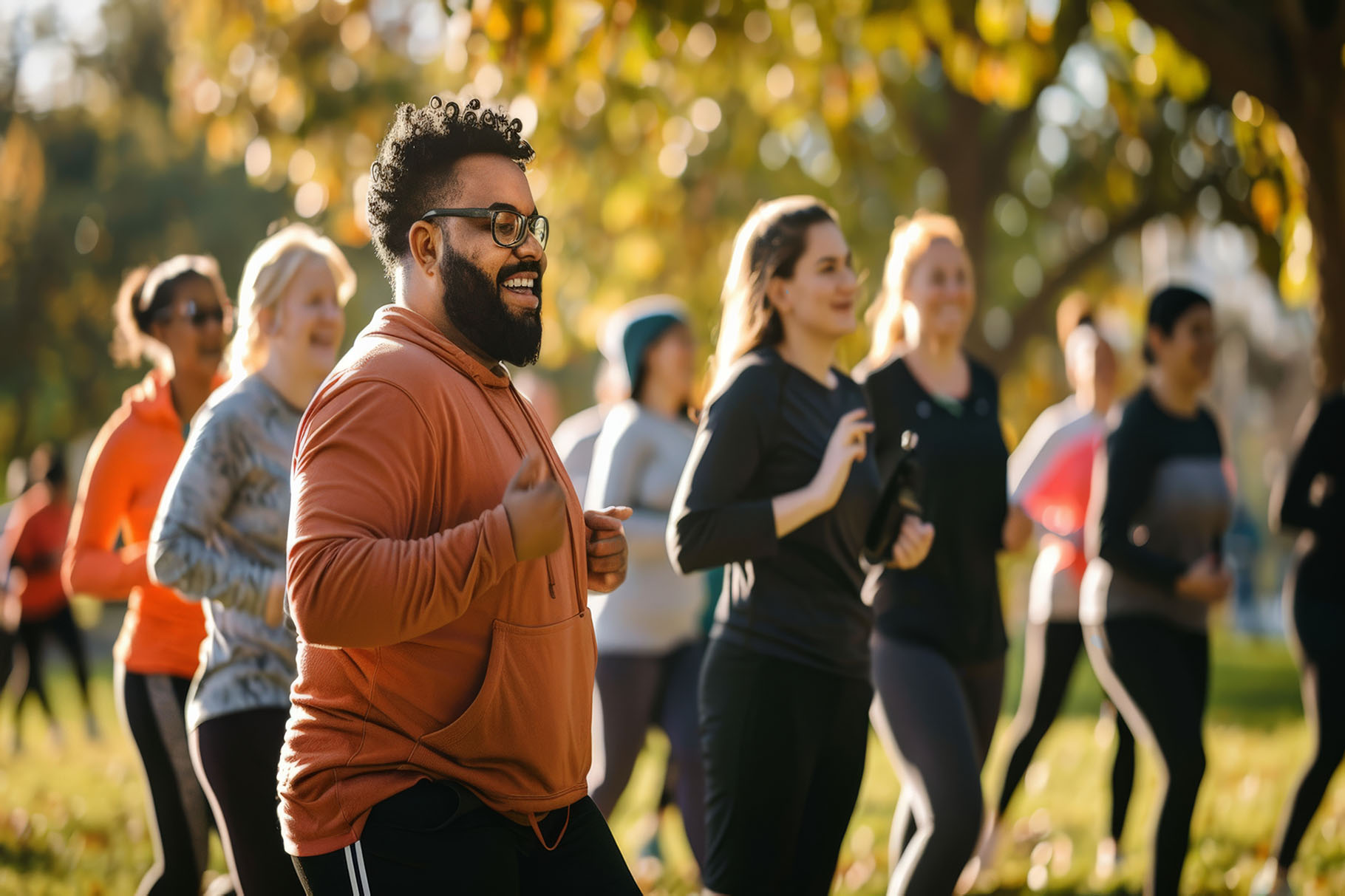 people exercising in park