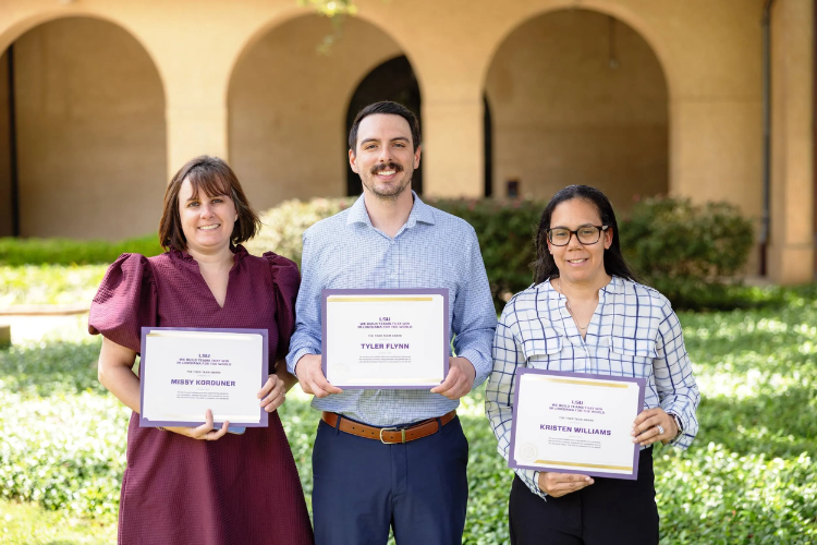 LSU staff posing for employee recognition photo