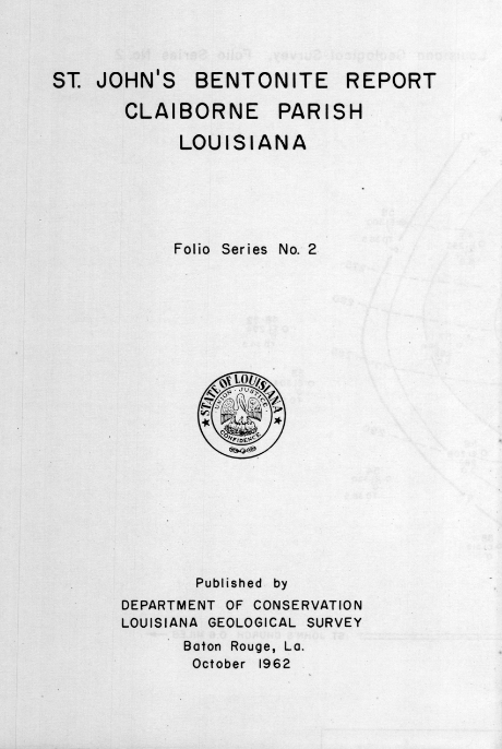 St. John’s Bentonite Report, Claiborne Parish, Louisiana