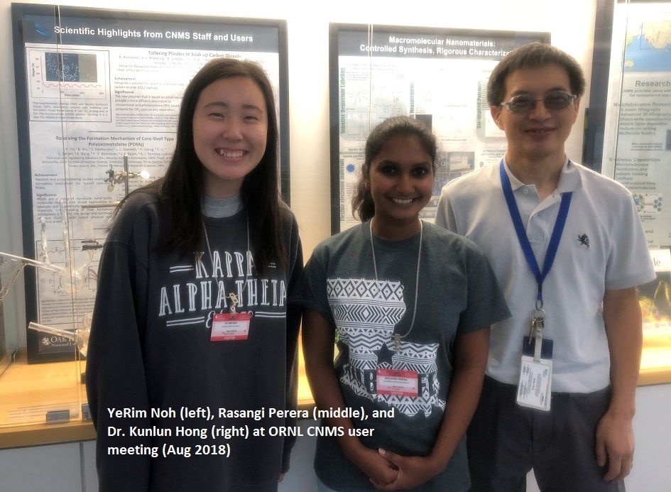 YeRim Noh, Rasangi Perera, and Dr. Hong at ORNL CNMS user meeting