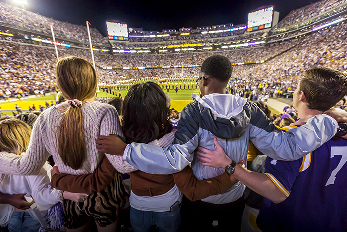 students in stadium