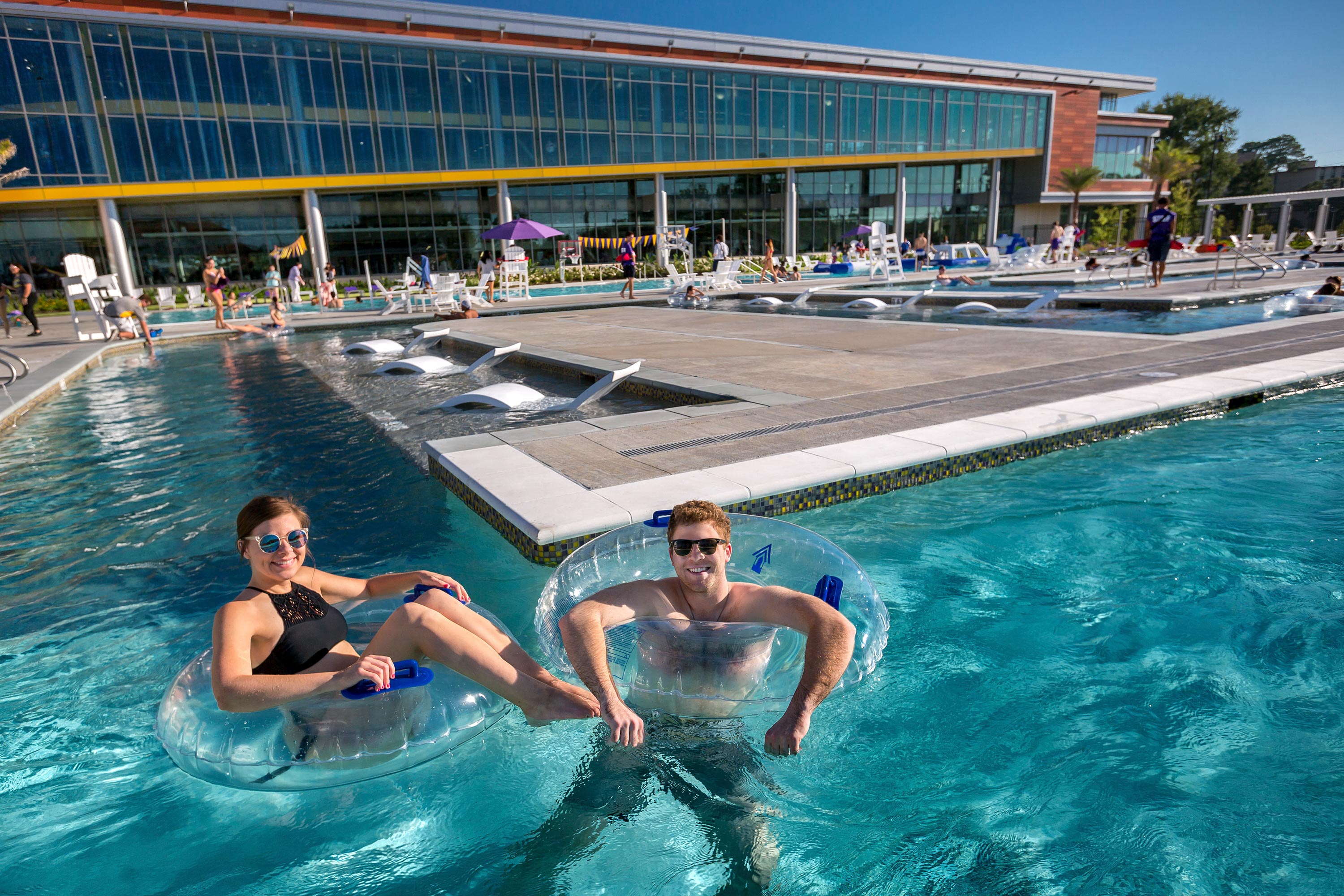 2 students floating in the river